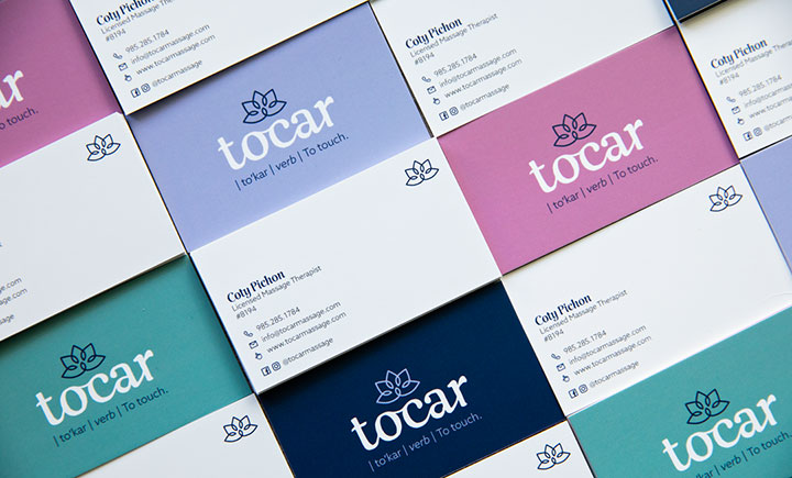 Tocar Massage business cards Designed by Kates Digital Marketing